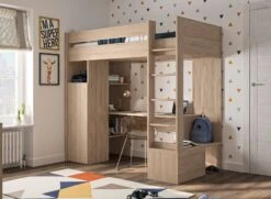 Lit Mezzanine Avec Bureau 90x200 DARIO - ChĂŞne Clair