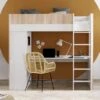 Lit Mezzanine Avec Bureau 90x190 BONDI - Blanc/Bois
