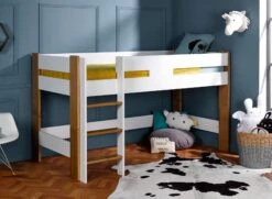 Lit Mi-hauteur 90x190 CODY â Blanc/Bois