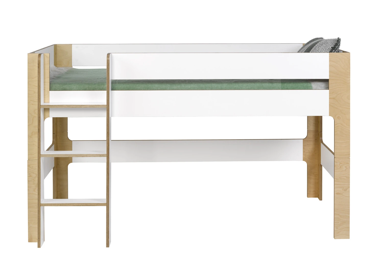 Lit Mi-hauteur 90x190 SYMI – Blanc/Bouleau 4 Lit Mi-hauteur 90x190 SYMI – Blanc/Bouleau – Image 4