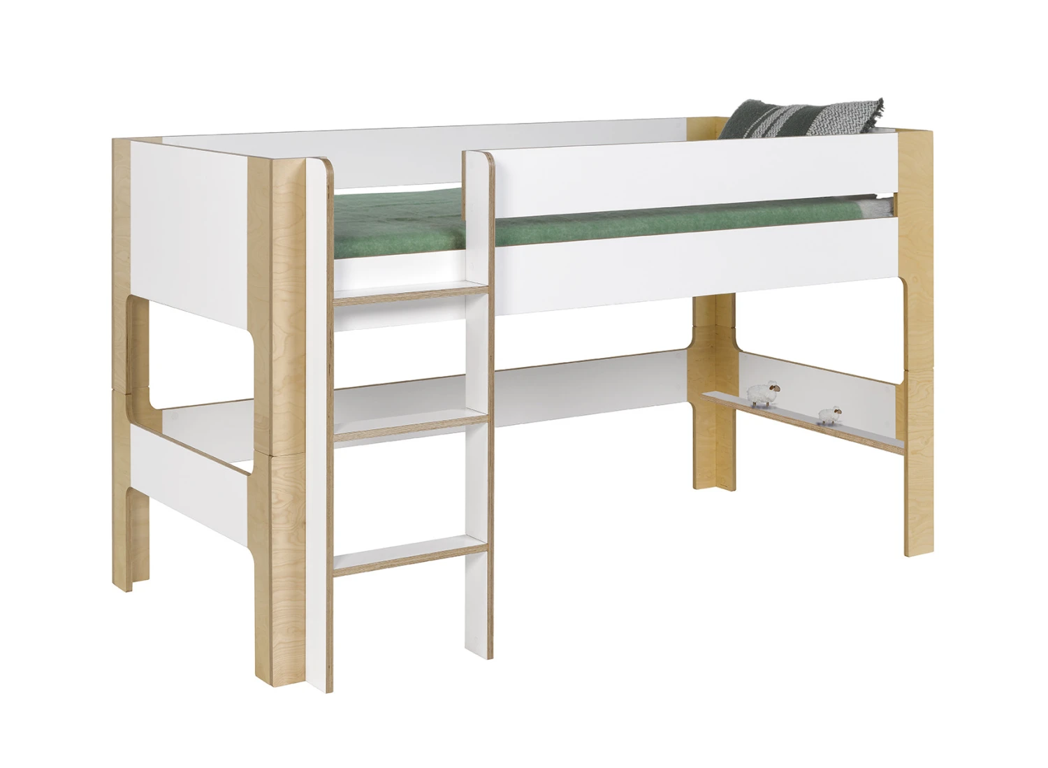 Lit Mi-hauteur 90x190 SYMI – Blanc/Bouleau 5 Lit Mi-hauteur 90x190 SYMI – Blanc/Bouleau – Image 5