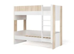 Lit Superposé 3 Places 90x190 BONDI Blanc/Bois + 3 Matelas -Nateo Concept lit superpose 3 places 90x190 bondi blanc bois 3 matelas 2