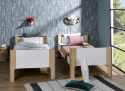 Lit Superposé 90x190 SYMI – Blanc/Bouleau -Nateo Concept lit superpose 90x190 blanc bois symi 2