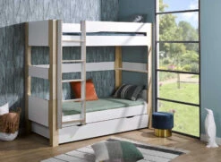 Lit Superposé 90x190 SYMI – Blanc/Bouleau -Nateo Concept lit superpose 90x190 blanc bois symi 3