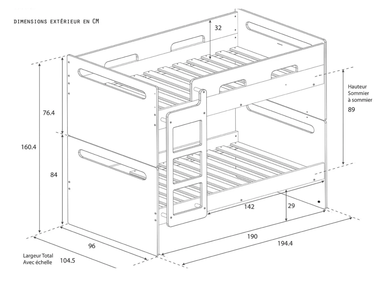 Lit Superposé Séparable 90x190 LEVIS – Blanc – Image 7