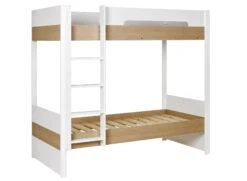 Lit Superposé 90x200 PRADO – Blanc/Chêne -Nateo Concept lit superpose 90x200 blanc chene prado 2