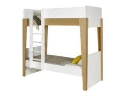 Lit Superposé Séparable 90x190 NOE Blanc/Chêne + 2 Matelas -Nateo Concept lit superpose separable 90x190 noe blanc chene 2 matelas 2