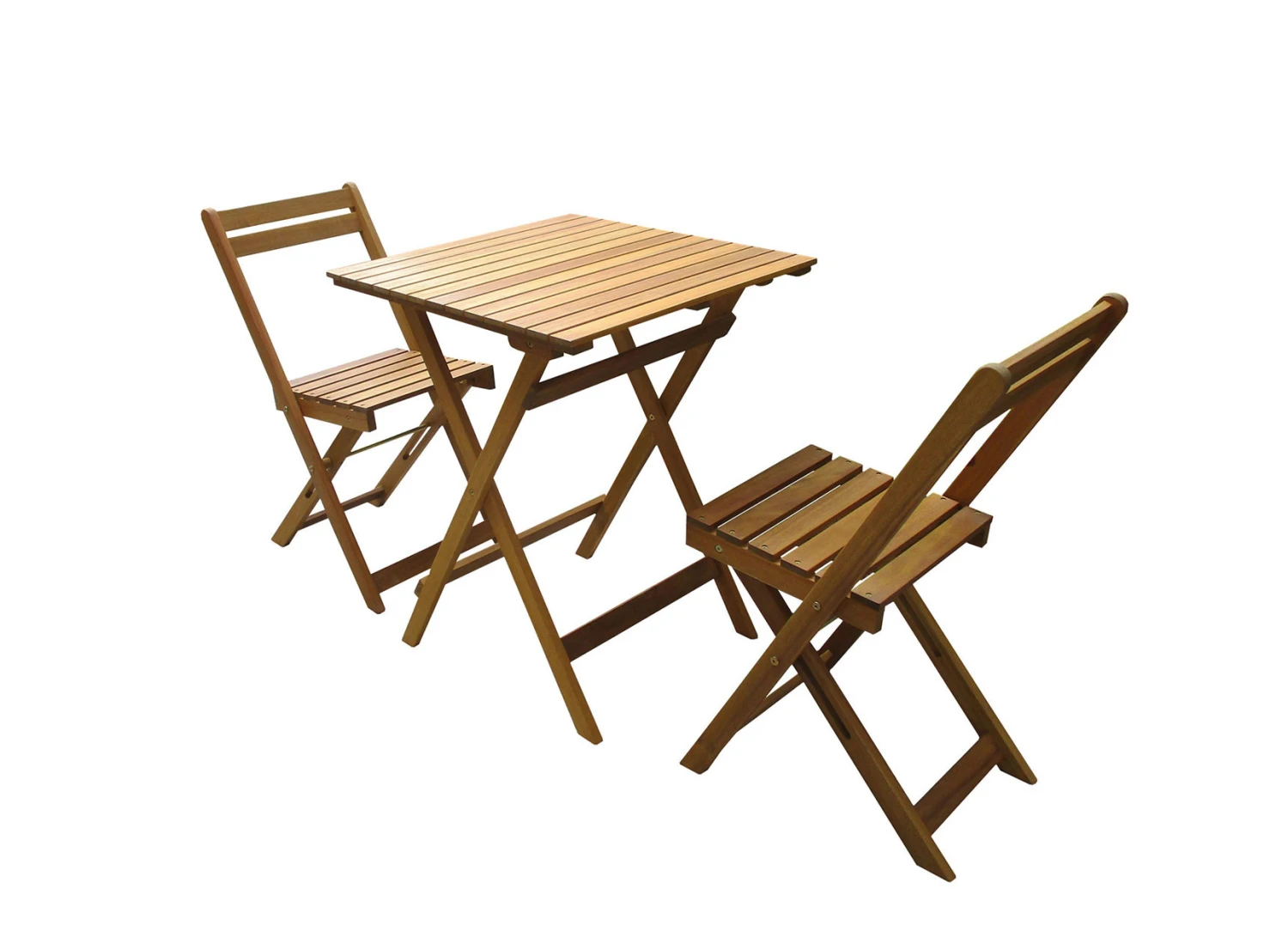 Table Et 2 Chaises Pliantes De Jardin En Bois PORTO – Image 3