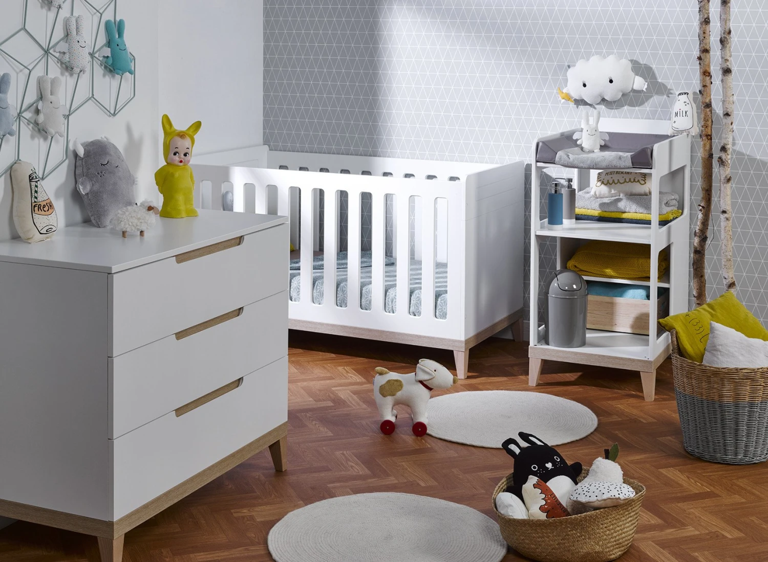 Table à Langer Bébé VOLT – Blanc/Hêtre – Image 3